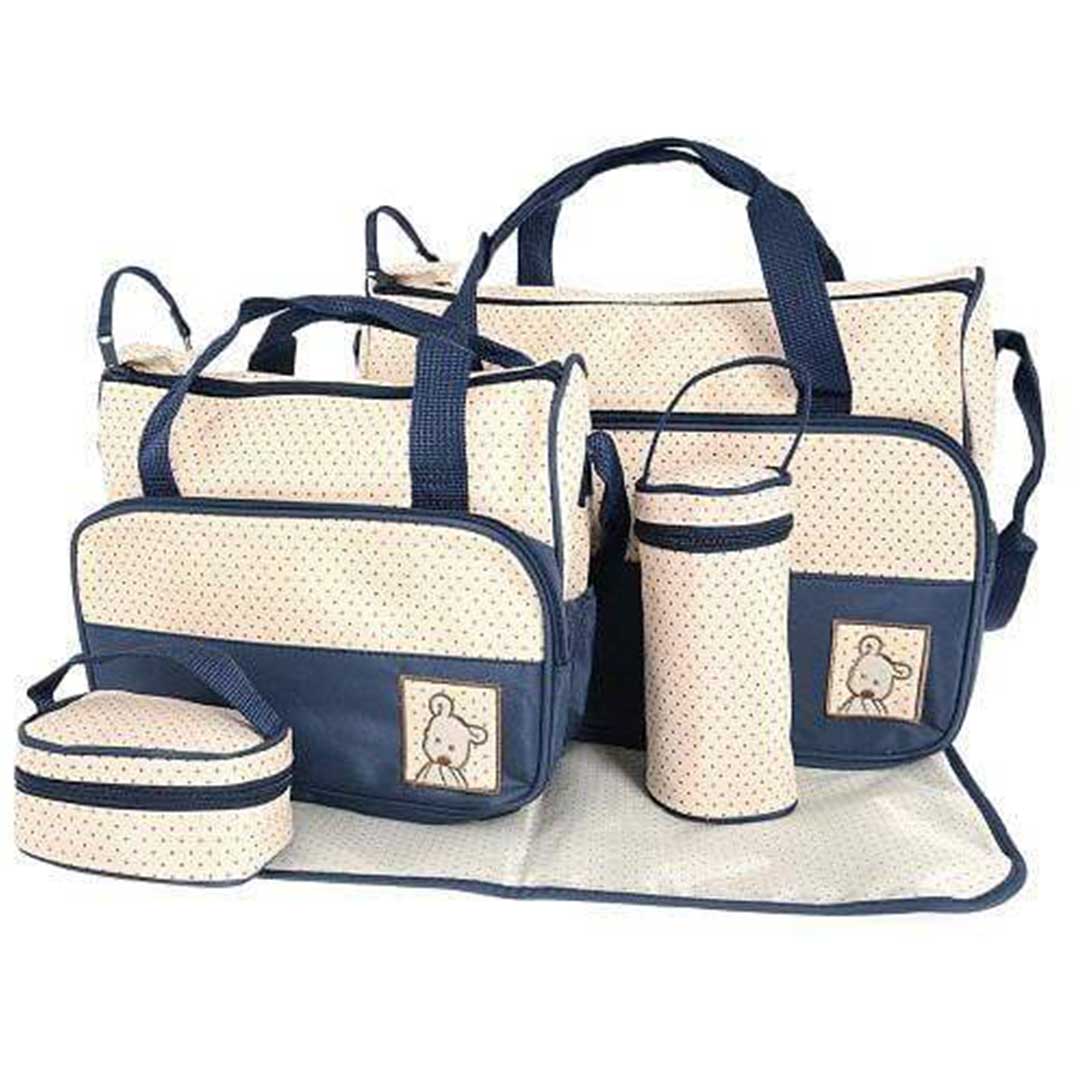 5 in 1 Multifunctional Baby Bag - Navy Dots - Jam Store