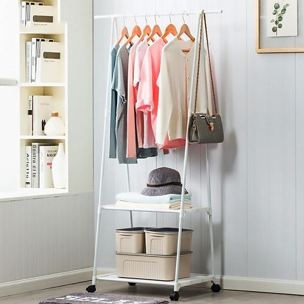 Triangle Portable Clothing Rail & Shelves - White - Jam Store